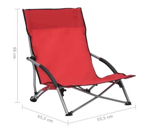 Sulankstomos Paplūdimio Kėdės, 2Vnt., Raudonos Spalvos, Audinys
