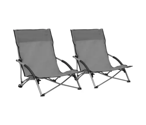 Salokāmi Pludmales Krēsli, 2 Gab., Pelēks Audums Vidaxl