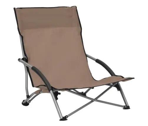 Salokāmi Pludmales Krēsli, 2 Gab., Pelēkbrūns Audums Vidaxl