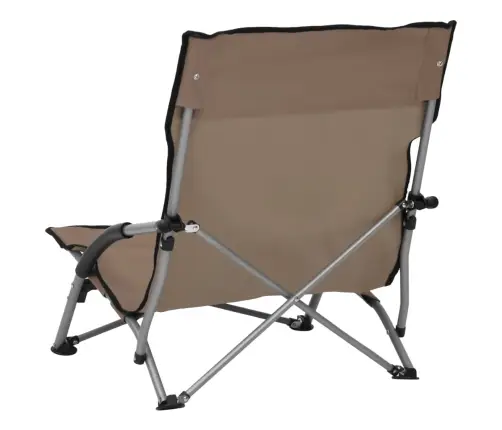 Salokāmi Pludmales Krēsli, 2 Gab., Pelēkbrūns Audums Vidaxl