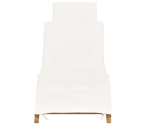 Sauļošanās Zvilnis, Salokāms, Krēmbalts Matracis, Tīkkoks Vidaxl