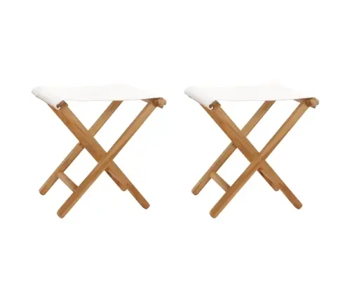 Saliekami Dārza Krēsli, 2 Gab., Tīkkoks, Krēmbalts Audums  Vidaxl