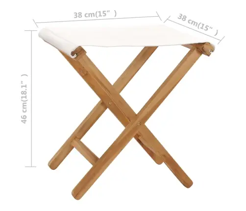 Saliekami Dārza Krēsli, 2 Gab., Tīkkoks, Krēmbalts Audums  Vidaxl