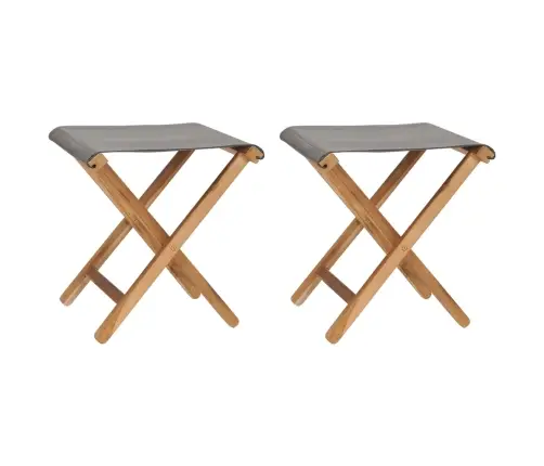 Kokkupandavad Toolid, 2 Tk, Tiikpuu Ja Kangas, Tumehall