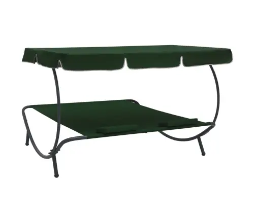 Āra Atpūtas Gulta Ar Jumtu Un Spilveniem, Zaļa Vidaxl