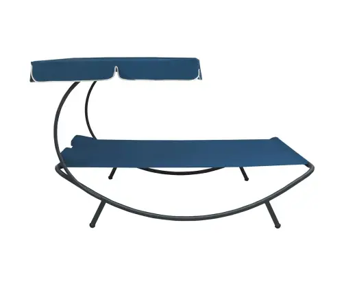 Āra Atpūtas Gulta Ar Jumtu Un Spilveniem, Zila Vidaxl