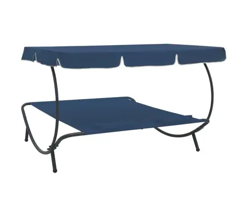 Āra Atpūtas Gulta Ar Jumtu Un Spilveniem, Zila Vidaxl