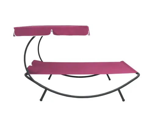 Āra Atpūtas Gulta Ar Jumtu Un Spilveniem, Rozā Vidaxl
