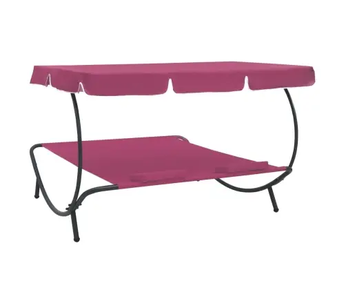 Āra Atpūtas Gulta Ar Jumtu Un Spilveniem, Rozā Vidaxl