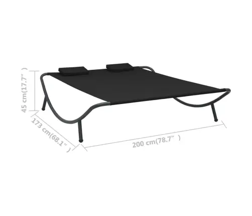 Āra Atpūtas Gulta, Melns Audums Vidaxl
