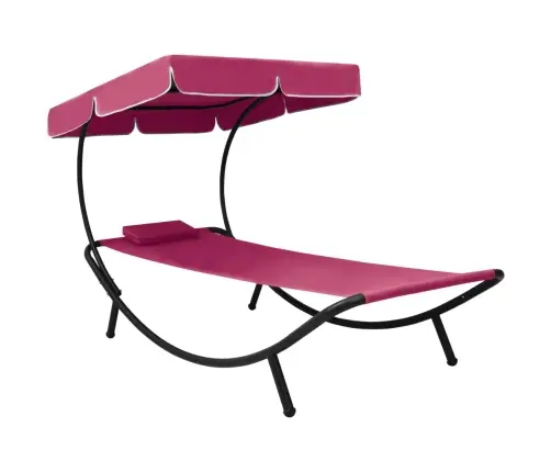 Āra Atpūtas Gulta Ar Jumtu Un Spilveniem, Rozā Vidaxl