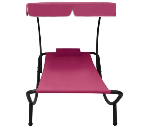 Āra Atpūtas Gulta Ar Jumtu Un Spilveniem, Rozā Vidaxl