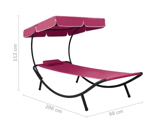 Āra Atpūtas Gulta Ar Jumtu Un Spilveniem, Rozā Vidaxl