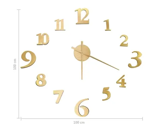 Sieninis Laikrodis, Auksinis, 100cm Modernus, 3D, Xxl