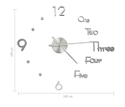 3D Seinakell, Modernne Disain, Hõbedane, 100 Cm Xxl
