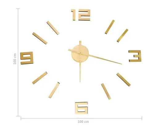 3D Seinakell, Modernne Disain, Kuldne, 100 Cm Xxl