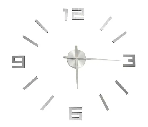 Sieninis Laikrodis, Sidabrinis, 100cm Modernus, 3D, Xxl