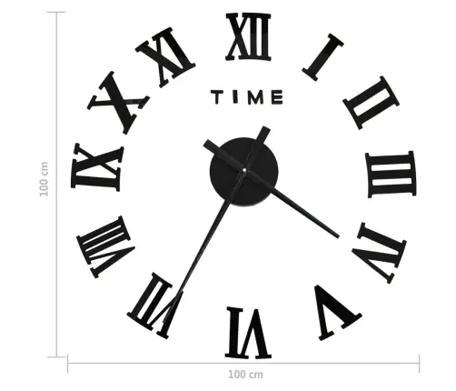 3D Sienas Pulkstenis, Moderns Dizains, Melns, 100 Cm, Xxl Vidaxl