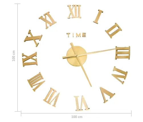 3D Sienas Pulkstenis, Moderns Dizains, Zelta Krāsa, 100 Cm, Xxl Vidaxl