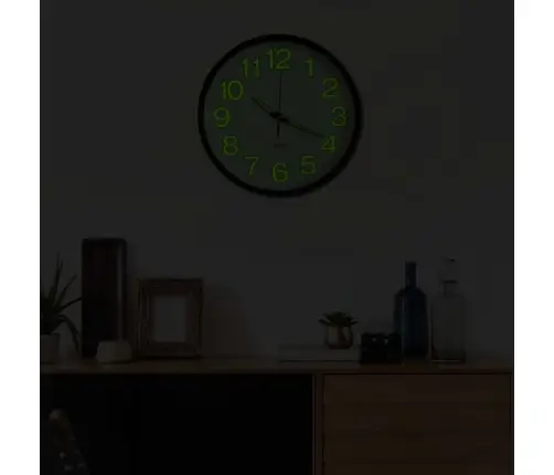 Sienas Pulkstenis, Izgaismots, Melns, 30 Cm Vidaxl