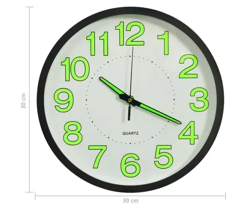 Sienas Pulkstenis, Izgaismots, Melns, 30 Cm Vidaxl