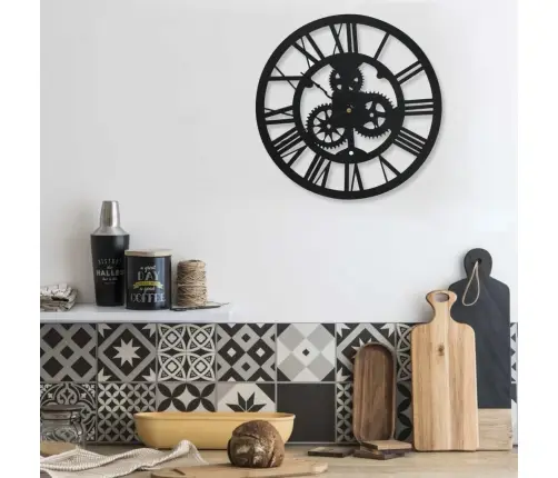 Sieninis Laikrodis, Juodos Spalvos, 30cm Akrilas