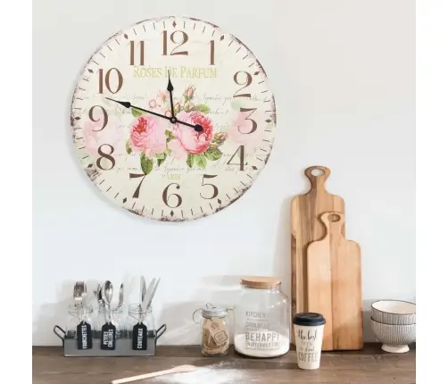 Vintāžas Sienas Pulkstenis, Ziedi, 60 Cm Vidaxl