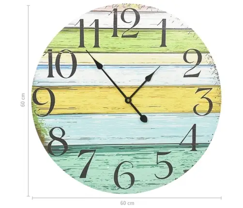 Sienas Pulkstenis, Daudzkrāsains, 60 Cm, Mdf Vidaxl