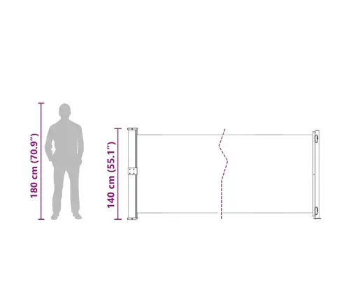 Izvelkama Sānu Markīze, Pelēka, 140X600 Cm Vidaxl