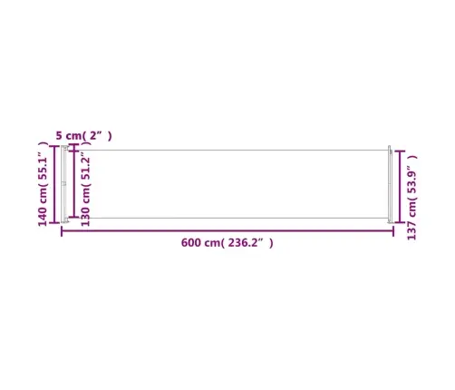 Izvelkama Sānu Markīze, 140X600 Cm, Brūna Vidaxl