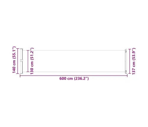 Lahtitõmmatav Terrassi Külgsein, 140 X 600 cm Pruun