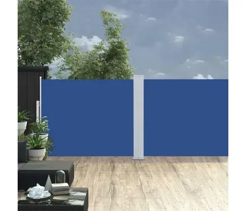 Ištraukiama Šoninė Kiemo Pertvara, Mėlynos Spalvos, 140X1200Cm