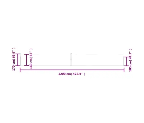 Izvelkama Sānu Markīze, Krēmkrāsas, 170X1200 Cm Vidaxl