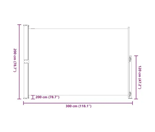 Izvelkama Sānu Markīze, Melna, 200X300 Cm Vidaxl