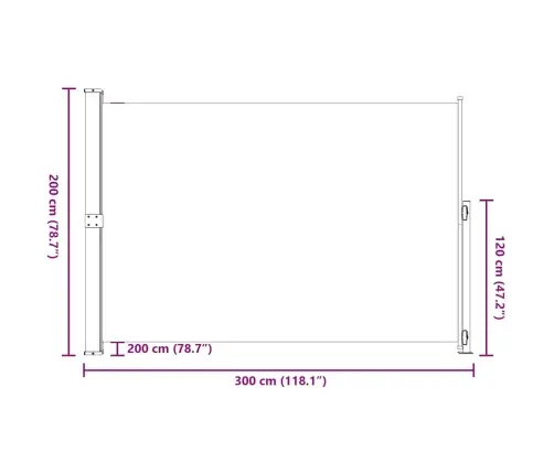 Izvelkama Sānu Markīze, Krēmkrāsas, 200X300 Cm Vidaxl