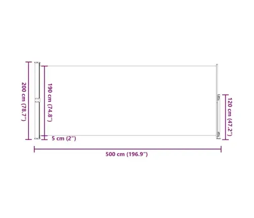 Ištraukiama Šoninė Kiemo Pertvara, Kreminės Spalvos, 200X500Cm