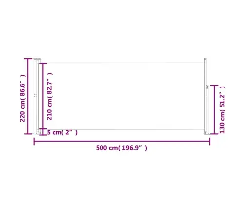 Izvelkama Sānu Markīze, Pelēka, 220X500 Cm Vidaxl