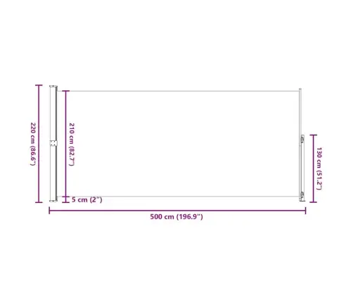 Izvelkama Sānu Markīze, Pelēka, 220X500 Cm Vidaxl