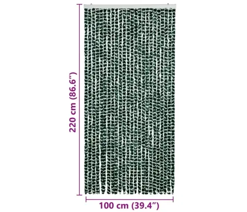 Kukaiņu Aizkars, 100X220 Cm, Zaļš Un Balts Šenils Vidaxl