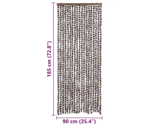 Kukaiņu Aizkars, 56X185 Cm, Brūns Un Balts Šenils Vidaxl