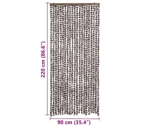 Kukaiņu Aizkars, 90X220 Cm, Brūns Un Balts Šenils Vidaxl