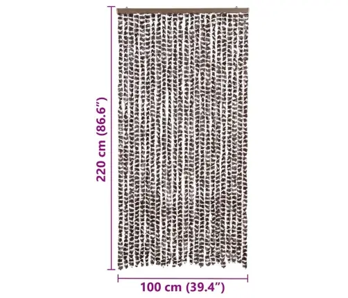 Kukaiņu Aizkars, 100X220 Cm, Brūns Un Balts Šenils Vidaxl