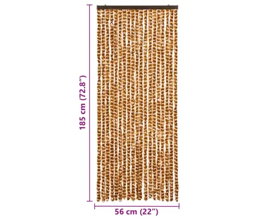 Kukaiņu Aizkars, 56X185 Cm, Dzeltenbrūns Un Balts Šenils Vidaxl