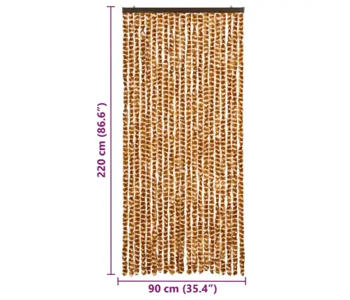 Kukaiņu Aizkars, 90X220 Cm, Dzeltens Un Balts Šenils Vidaxl