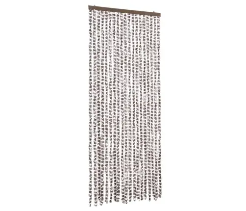 Kukaiņu Aizkars, 56X185 Cm, Pelēkbrūns Un Balts Šenils Vidaxl