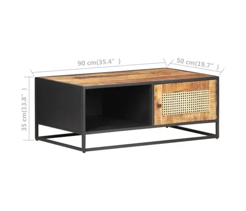 Kafijas Galdiņš, 90X50X35 Cm, Mango Koks Un Dabīgas Niedres Vidaxl Kafijas Galdiņš, 90X50X35 Cm, Mango Koks Un Dabīgas Niedres Vidaxl