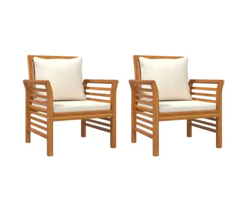 Tugitoolid Kreemjasvalgete Patjadega, 2 Tk, Akaatsiapuit