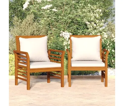 Tugitoolid Kreemjasvalgete Patjadega, 2 Tk, Akaatsiapuit