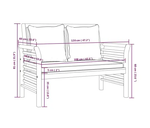 Sols Ar Tumši Pelēkiem Matračiem, Akācijas Masīvkoks  Vidaxl