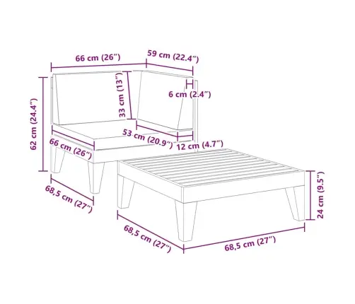 2-Daļīgs Dārza Atpūtas Mēbeļu Komplekts, Akācijas Masīvkoks Vidaxl